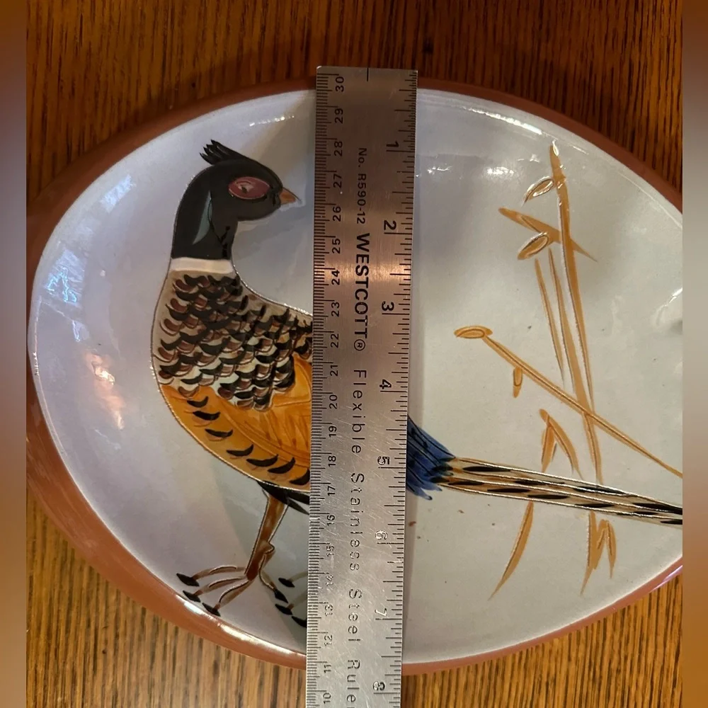 STANGL POTTERY #3926C SPORTSMAN SERIES PHEASANT OVAL 10 3/4" CIGAR ASHTRAY - Picture 5 of 6